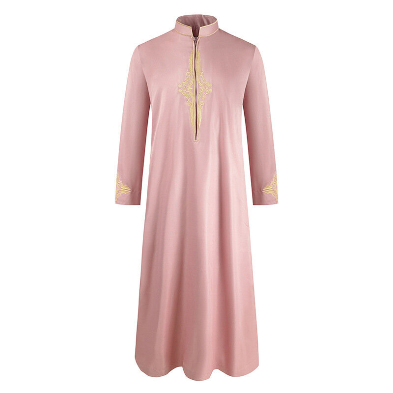 Robe imprimée musulmane pour hommes, col montant, manches longues, adaptée aux vêtements décontractés, nouvelle mode, quatre saisons, 2024
