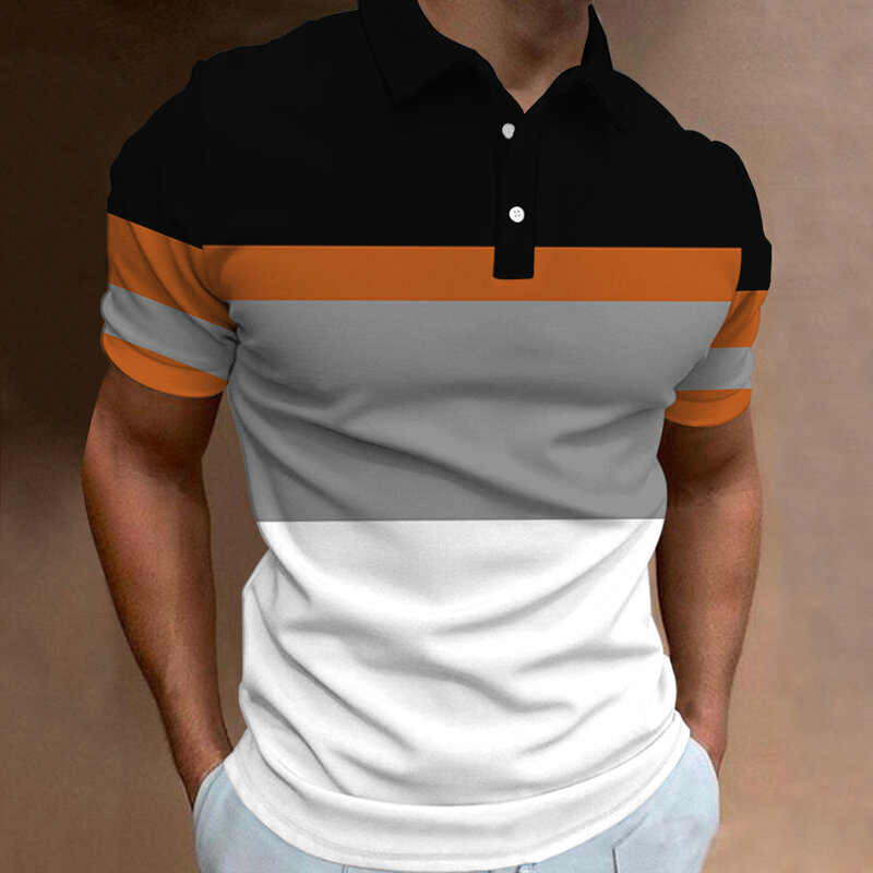 Рубашка-поло мужская с коротким рукавом, деловая клетчатая дышащая футболка с отложным воротником, повседневный модный топ, лето