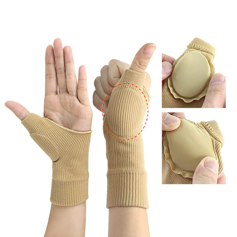 1 par de compressão polegar banda cinto túnel do carpo mãos suporte de pulso cinta cinta manga tenossinovite golfe artrite luvas