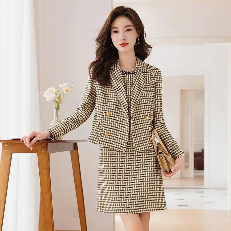 Setelan pakaian kerja kantor wanita, Blazer Set baju ukuran besar 5XL bisnis profesional musim gugur dan dingin