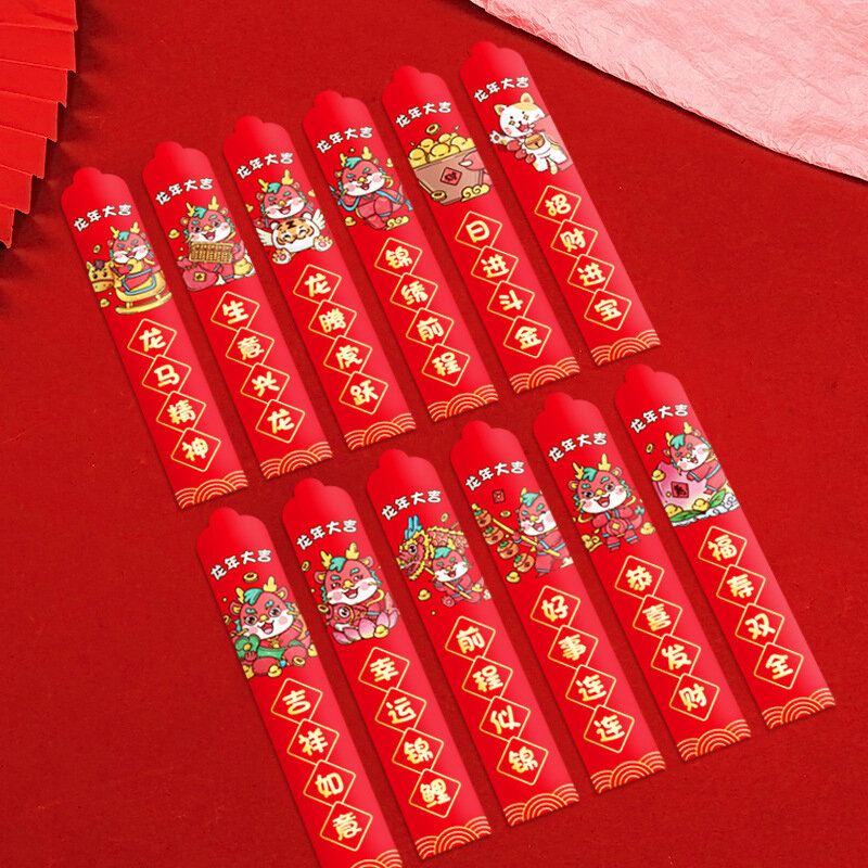 12 sztuk/pudło 2024 roku smoczej loterii pudełko z niespodzianką czerwone koperty szczęśliwe pieniądze koperty prezentowe czerwone opakowanie noworoczny prezent