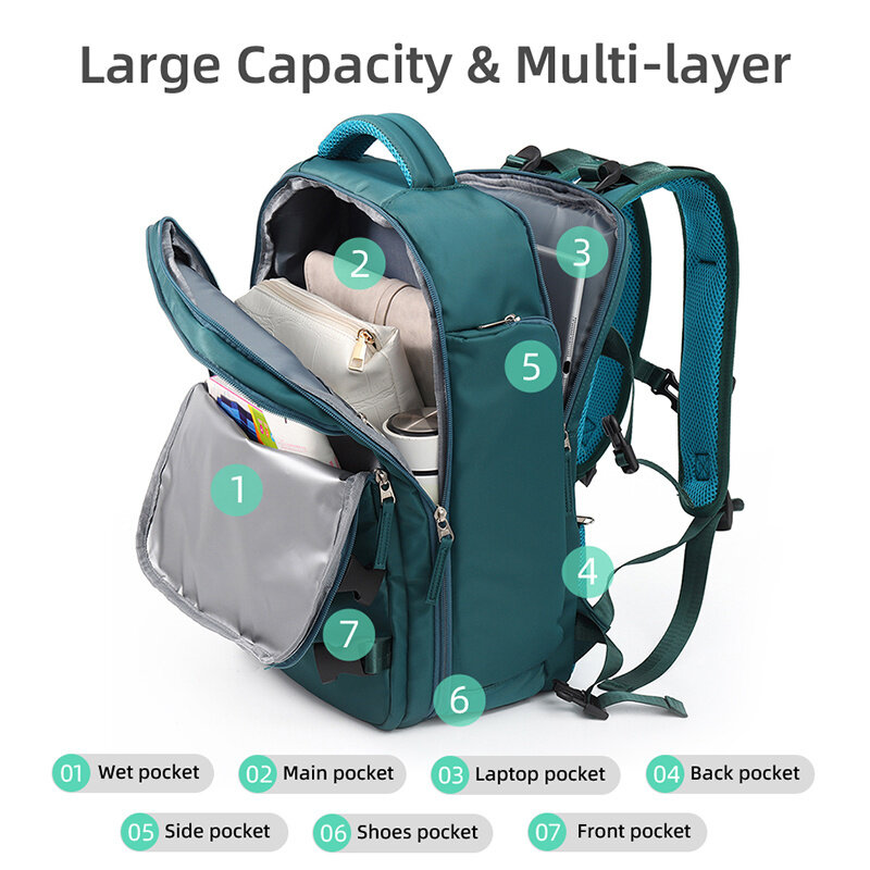 Большой женский дорожный рюкзак, деловая сумка на плечо с USB-разъемом для ноутбука 17 дюймов, нейлоновый школьный ранец для девушек, сумка для багажа XA370C