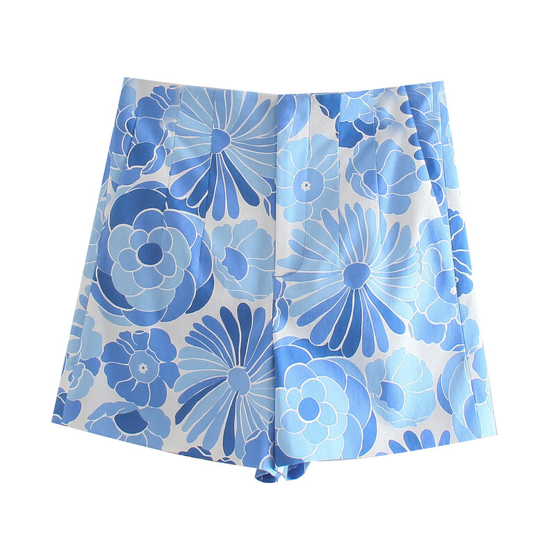 Pantalones cortos de cintura alta para mujer, ropa de calle con estampado Floral Y2K, estilo años 90, 2021