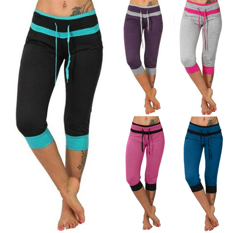 Летние женские спортивные шорты длиной до икры, брюки-Капри, женские брюки для фитнеса, йоги, тренажерного зала, леггинсы с высокой талией, спортивные женские