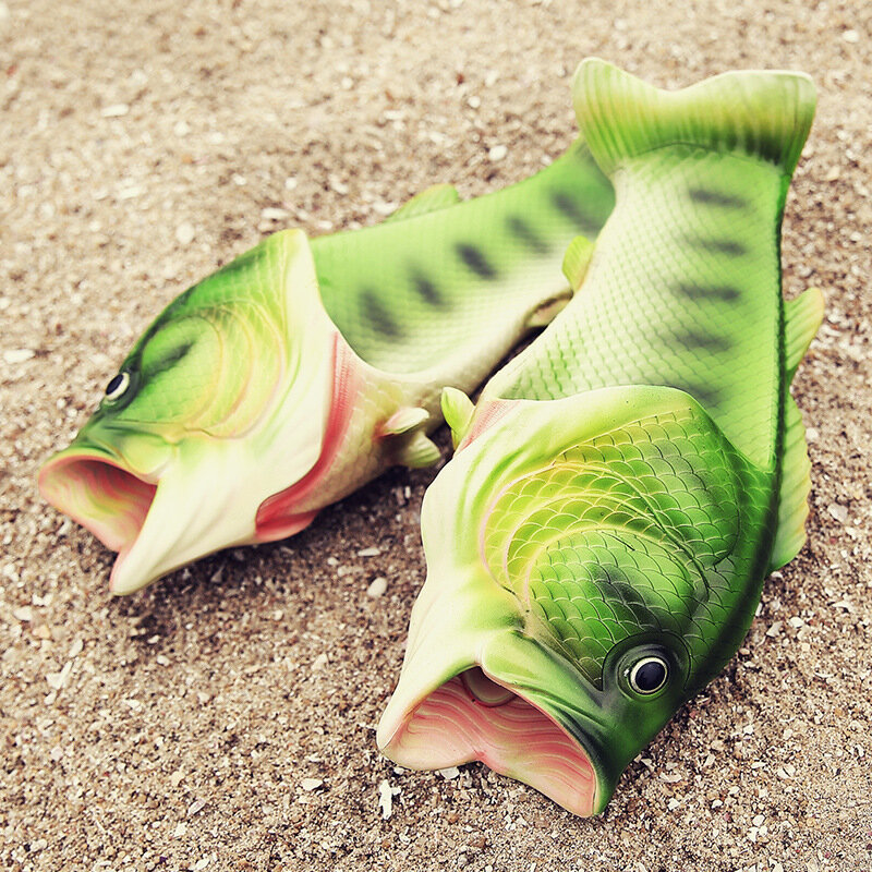 디자이너 해변 물고기 슬리퍼, 야외 재미있는 슬라이드, 동물 모양 쪼리, 여성 여름 스커프 노벨티 샌들, 유니섹스 슬리퍼