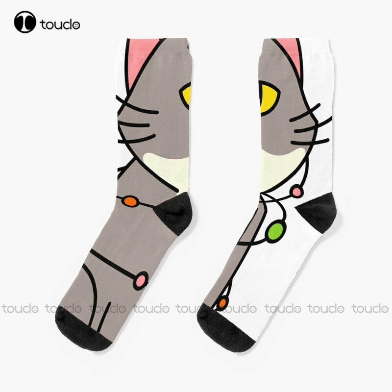 Frohe Weihnachten Katze Socken Lange Socken Für Frauen, Personalisierte Unisex Erwachsene Teen Jugend Socken 360 ° Digitaldruck Individuelles geschenk