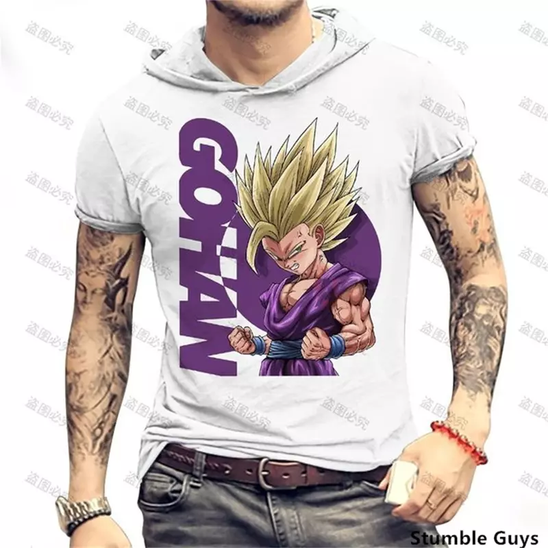 Dragon Ball Z camiseta grande com capuz, roupas estilo Harajuku, tops sem mangas, Vegeta Super Saiyan, roupas masculinas, novo, Y2K