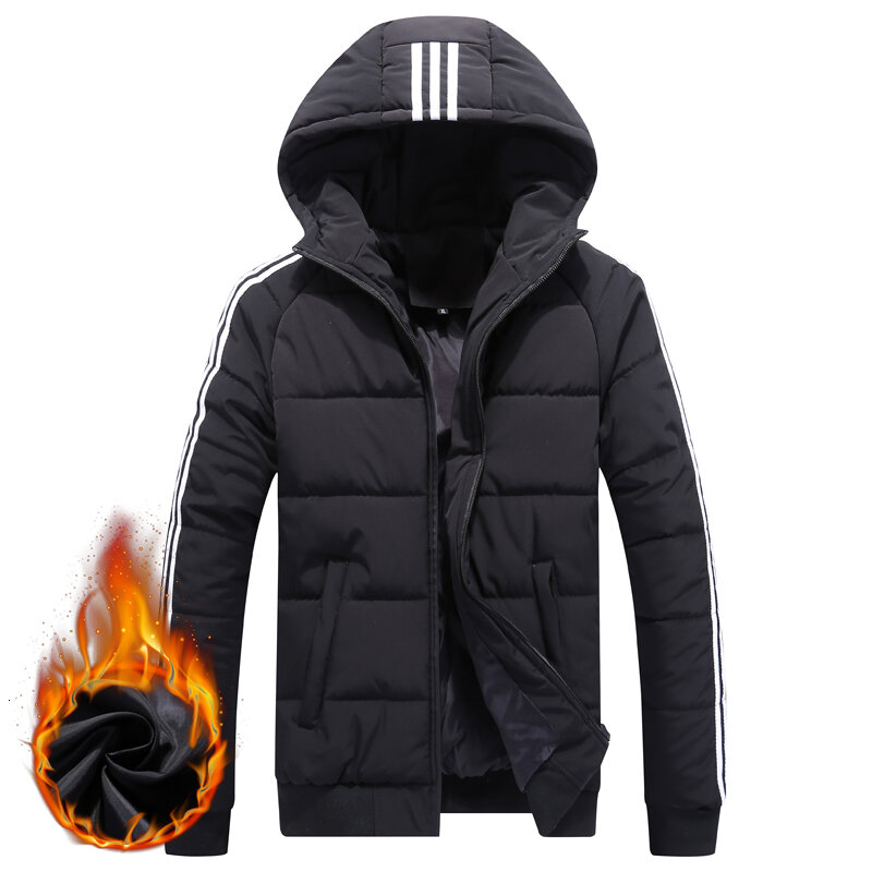 캐주얼 후드 긴팔 파카 자켓 남성용, 두껍고 따뜻한 코트, 단색, 2022 고품질 최신