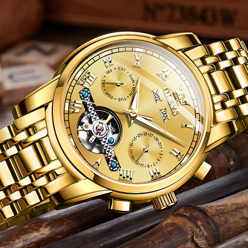 OLEVS oryginalne zegarki dla mężczyzn luksusowe automatyczne mechaniczne zegarki wodoodporne prezent dla mężczyzny ze stali nierdzewnej Relogio Masculino