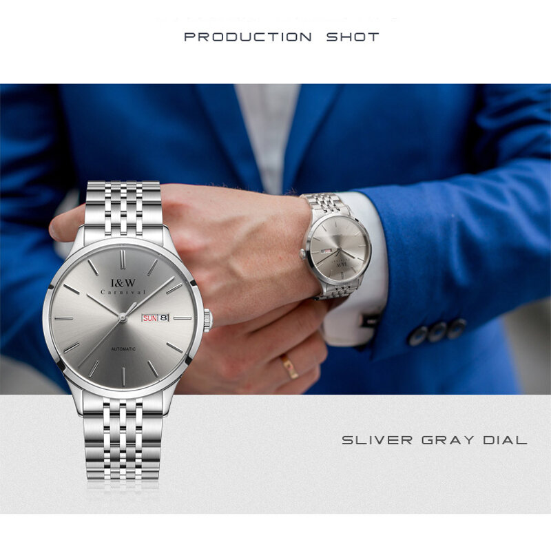 Nowy zegarek IW mężczyźni MIYOTA automatyczny zegar mechaniczny męskie zegarki zegarek ze stali nierdzewnej z kalendarzem męski Relogio Masculino