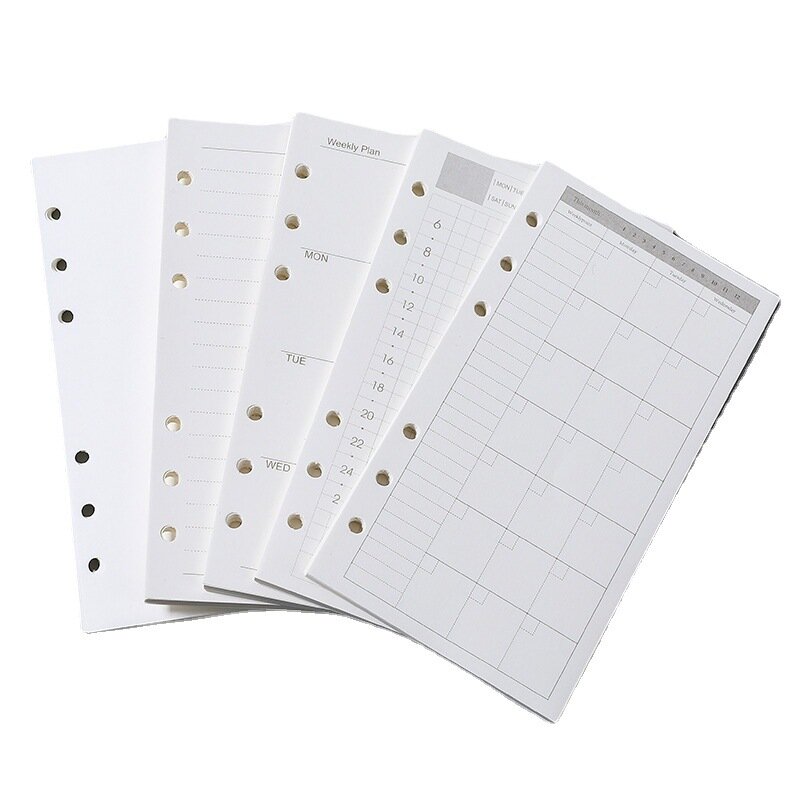 A5 A6 A7 foglio sciolto Notebook ricarica legante a spirale pagina interna settimanale mensile per fare linea Dot griglia all'interno di carta cancelleria