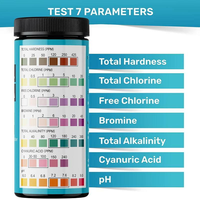 Pool Test Strips Spa And Pool Strips For Salt Water 100 Strips Water Hardness Test Kit High Accuracy PH Tester For Chlorine Salt