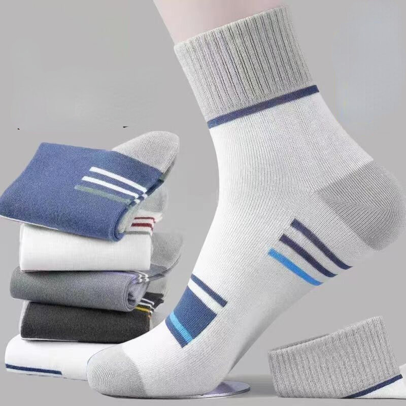 10 par masculino meias de algodão absorvente de suor respirável anti-odor grosso modelos de meias longas na moda esportes meias de algodão masculino