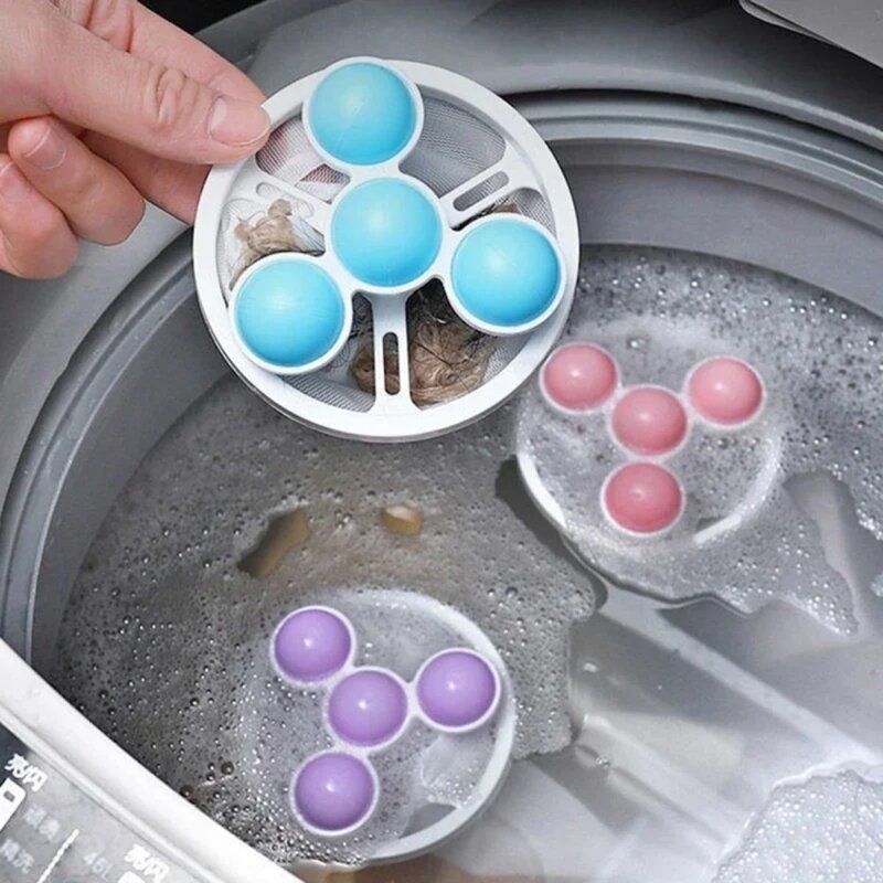 Laundry Ball Floating Pet Fluff Catcher Clothes Cleaning Ball Hair Removal Cleaning Mesh Bag Take Out Lint For Washing Machine