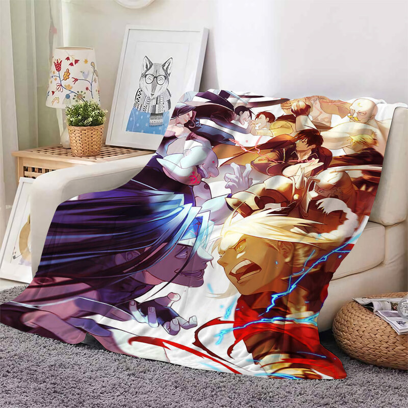Cloocl anime japonês fullmetal alquimista cobertor moda flanela cobertor escritório nap cobertor ar condicionado colcha transporte da gota