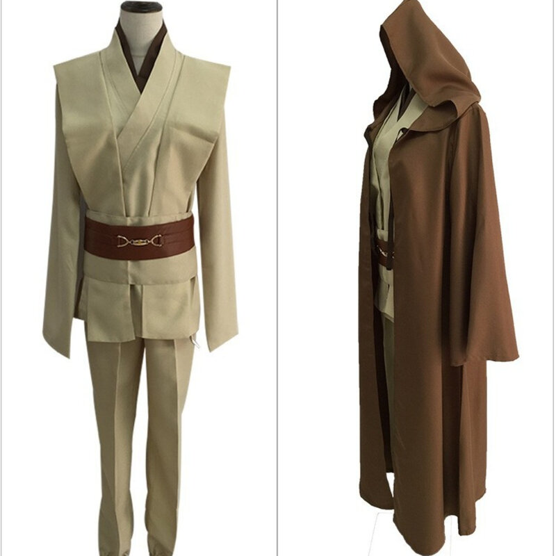 Disfraz de guerrero Jedi para adultos, conjunto completo de capa y pantalones, uniforme de juego de rol, ideal para fiesta de Carnaval y Halloween