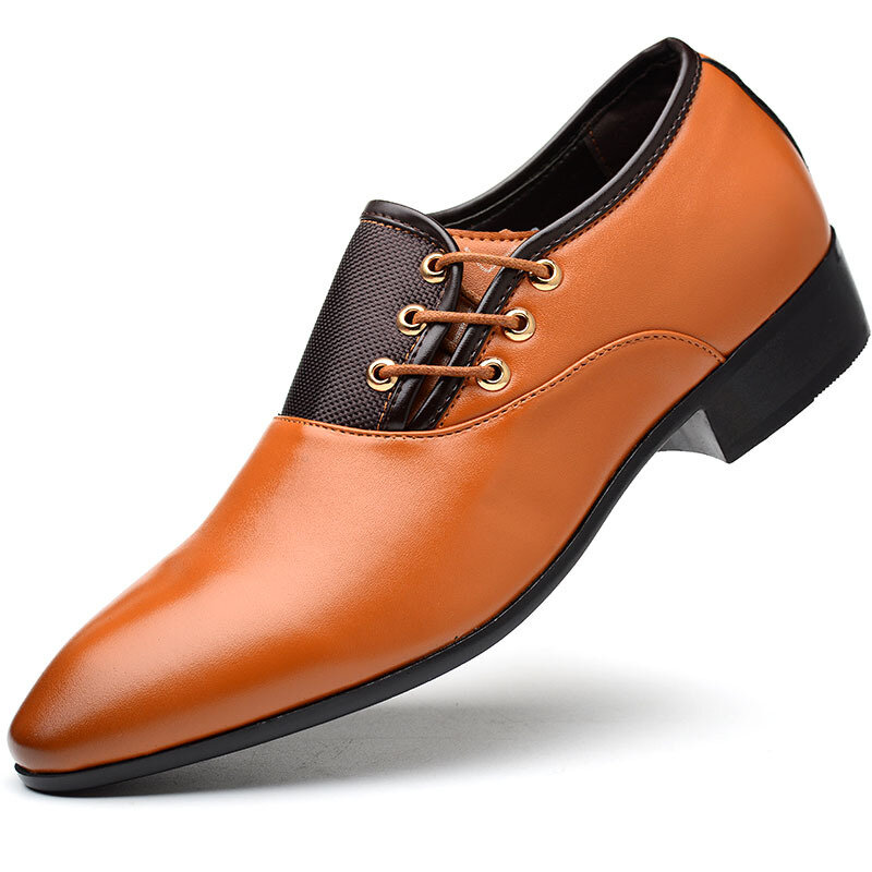 Calçado vestido de couro de dedo apontado masculino, sapato formal Oxford, calçado da moda, 38-48, 2024