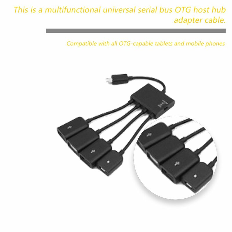 4in1 OTG Hub Host Cable Cord Spliter Adapter for Android SmartPhones Tablets  Ports Micro USB HUB Adaptor with Power Charging