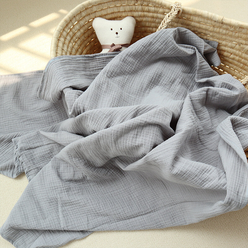 Хлопковое муслиновое Пеленальное Одеяло для младенцев, однотонное детское одеяло с кисточками, мягкое покрытие для новорожденных, детская кроватка
