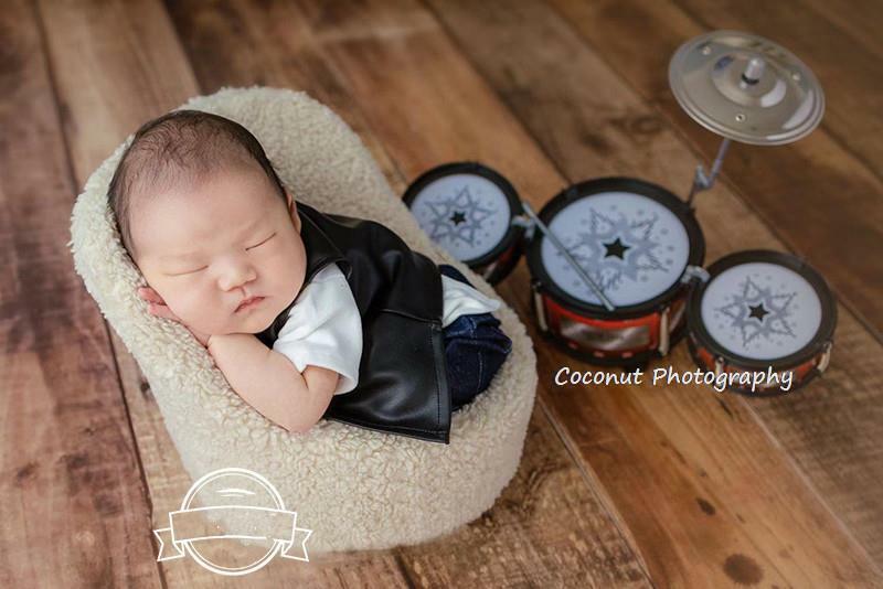 Handsome rock suit leather jacket Harlan pants clothes newborn photography props baby photo studio