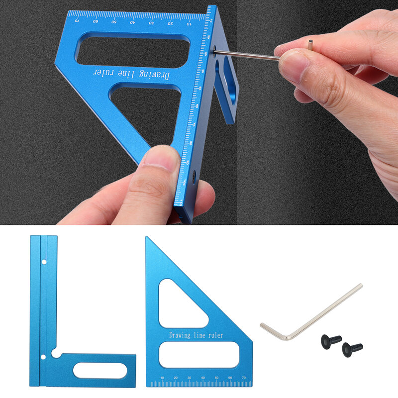 Woodworking Square Protractor Aluminum Alloy Miter Triangle Ruler High Precision Layout Measuring Tool for Engineer Carpent
