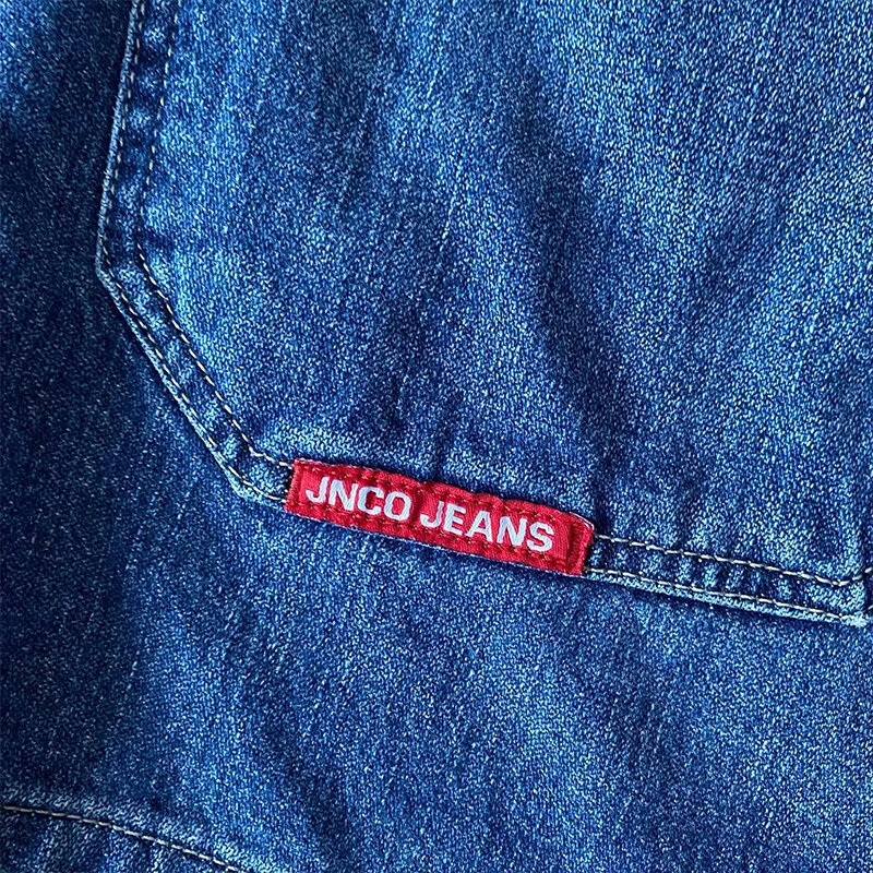 JNCO-pantalones cortos vaqueros holgados para hombre y mujer, ropa de calle estilo Y2K, Hip Hop, Harajuku, con bolsillo, Retro, informal, gótico, baloncesto, novedad