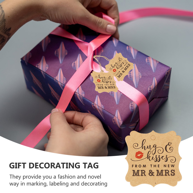 100 buah Label dekorasi Tag bibir merah Label kemasan kertas hadiah untuk dekorasi Kraft gantung nikmat