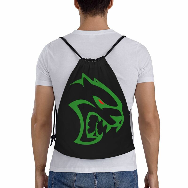 Zielone piekielne koty torba ze sznurkiem mężczyźni kobiety przenośne sportowe Sackpack superbohatera plecaki na zakupy
