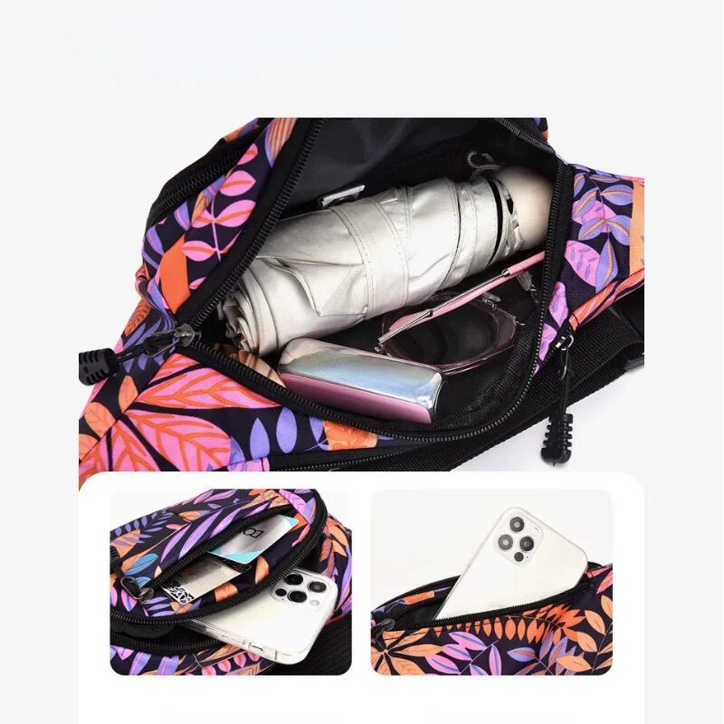 Pacotes florais de cintura de ombro único, grande capacidade, bolsa esportiva de ciclismo fechada, bolsa tiracolo feminina, moda masculina