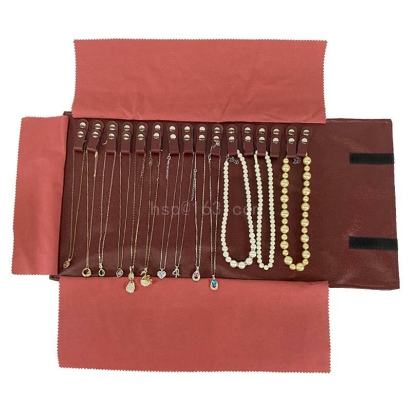 حقائب تنظيم المجوهرات المصنوعة من الألياف الدقيقة القابلة للطي، حقيبة سفر محمولة وقلادة