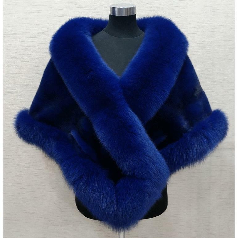 2023 Fashion Women's Imitation Fox Fur Dress Cheongsam Cape Winter New Style0112