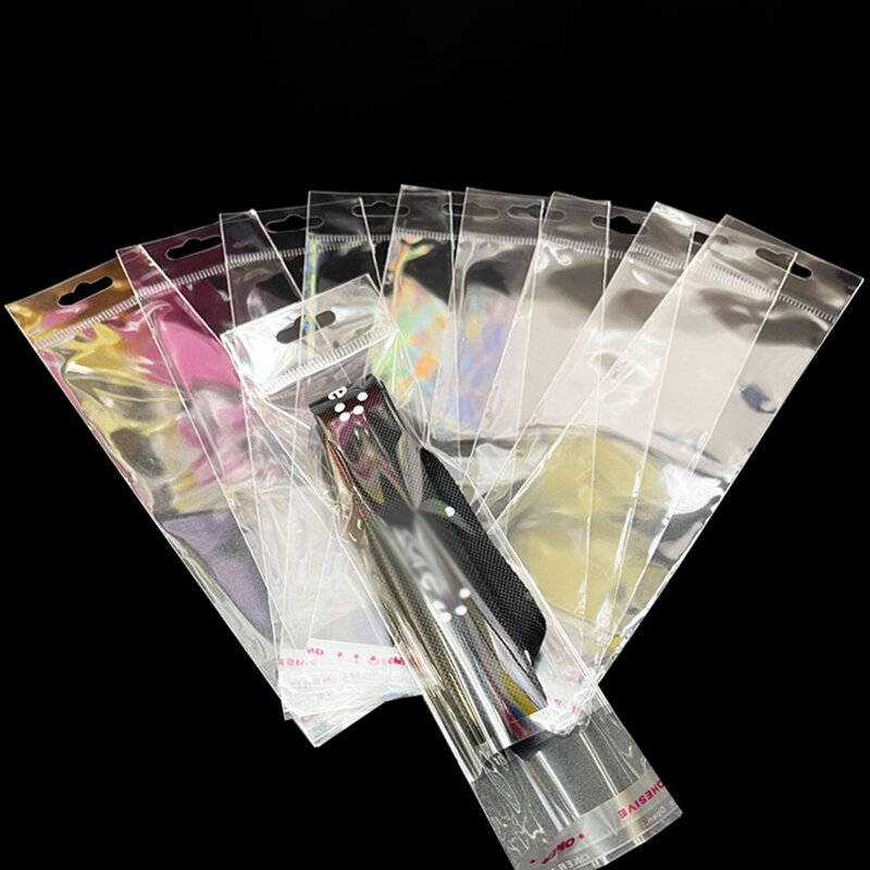 50pcs Transparent Self Sealing Bag Plastic Self Adhesive Bag with European Hole Hang Packaging for Jewelry Display Retail