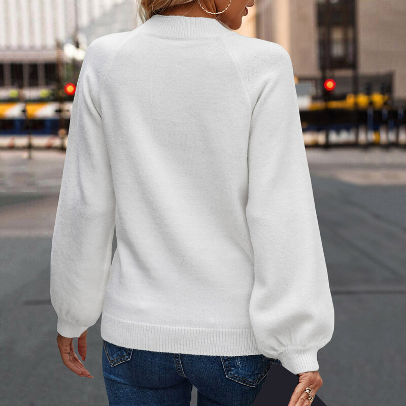 Suéter de punto con botones para mujer, jersey de manga larga, holgado, acrílico, Otoño, 2023