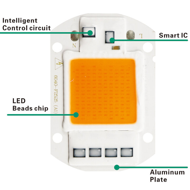 Chip de luz Led Cob hidropónica para cultivo de plantas de interior, espectro completo, 10W, 20W, 30W, 50W, CA de 110V y 220V