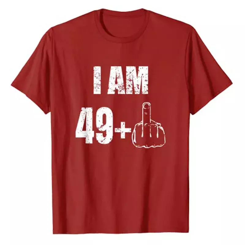 T-shirt graphique drôle pour hommes et femmes, cadeau du 50e anniversaire, produits personnalisés, meilleure vente, mode, je suis 50, 49 Plus One