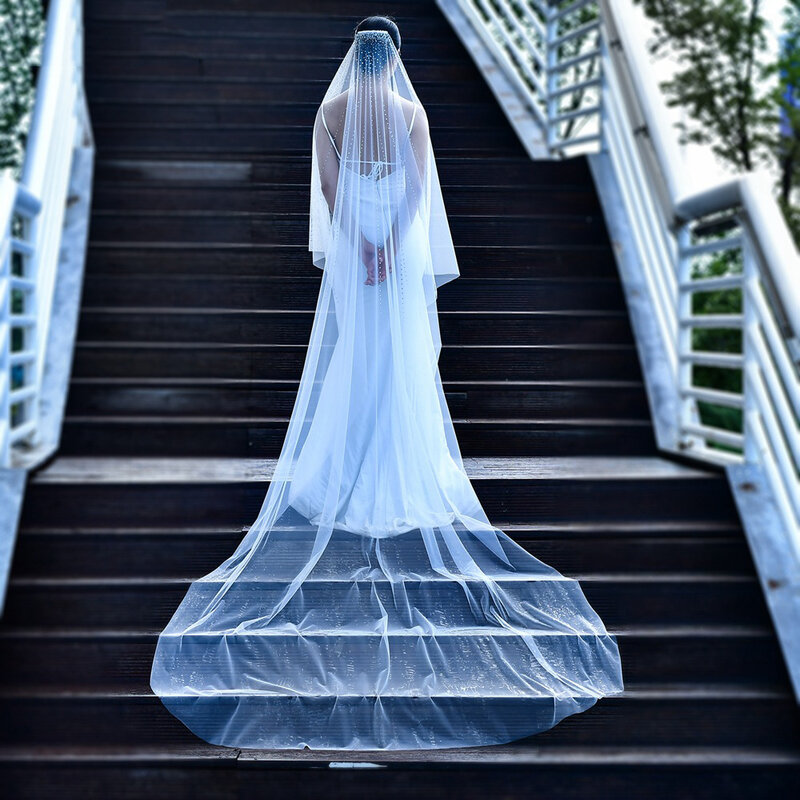 حجاب غطاء رأس للعروس أحادي الطبقة ، BL4050 حجاب زفاف