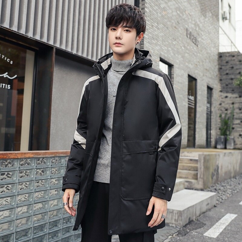 Trend Winter Down Jacket Men's Clothing Puffer Jackets for Men Midi-long New Thick Warm 90 White Duck Hooded Clothes