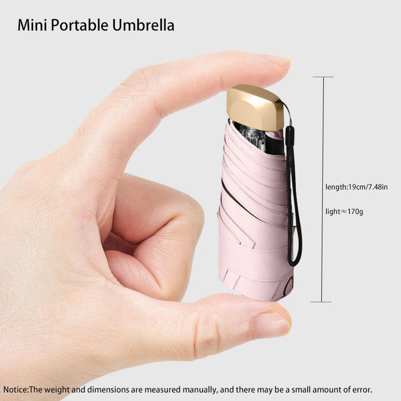Mini guarda-chuva com proteção UV, ultraleve, dobrável, cinco vezes, para uso ao ar livre