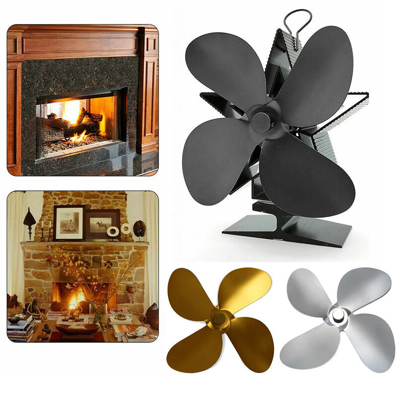 4/5 Blades Aluminum Alloy Fireplace Fan Blade Quiet Quick Heating Powered Stove Fan Blade Low Noise Fireplace Replacement Parts