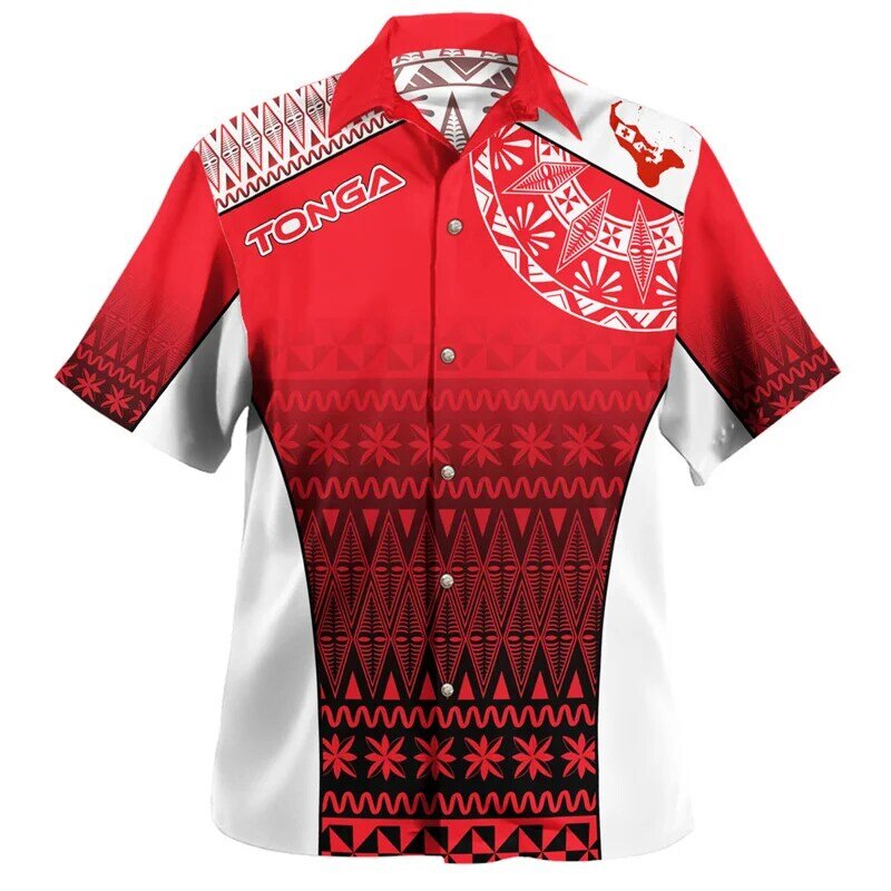 3D The Kingdom Of Tonga National Flag Printing Shirts Tonga Emblem Coat Of Arm Graphic Short Shirts Men Harajuku Clothing Shirts