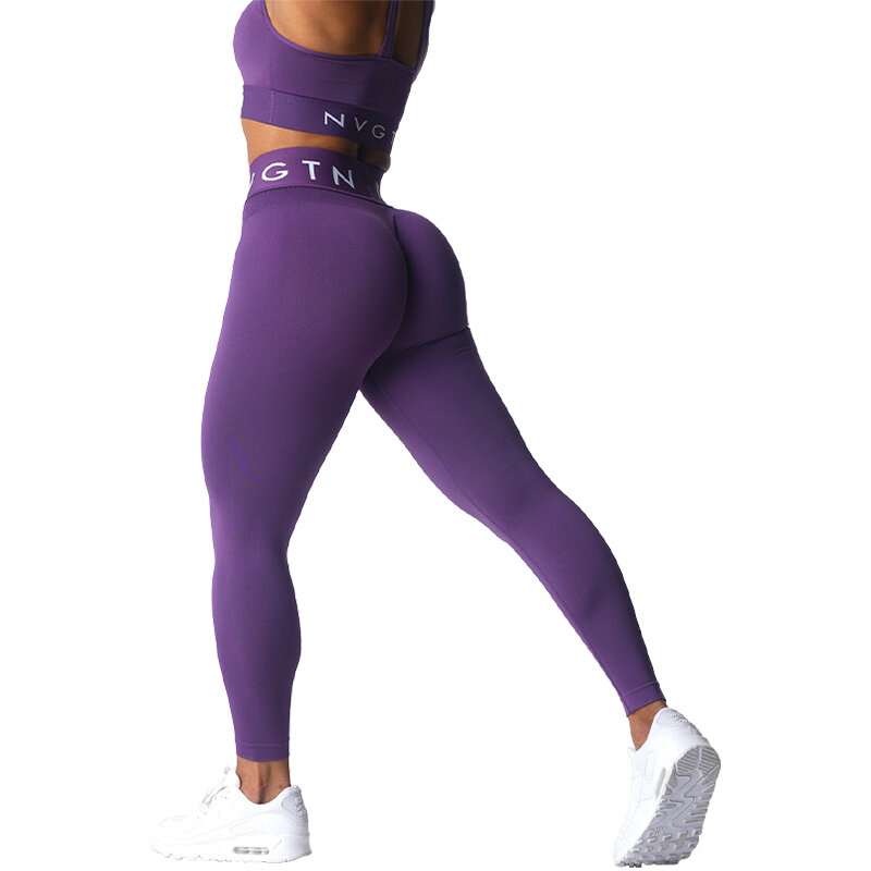 Legging olahraga tanpa kelim Nvgtn legging ketat spandeks wanita elastis sejuk pinggul-mengangkat olahraga lari santai