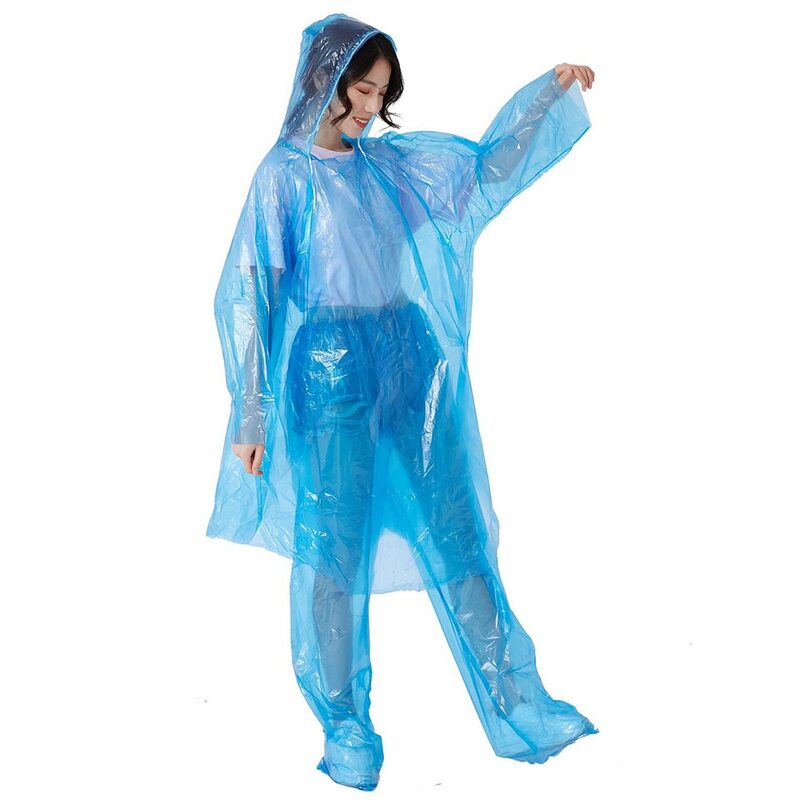 Manteau de pluie imperméable d'urgence pour adulte, capuche de camping, poncho de randonnée, vêtements de poulet, pantalon