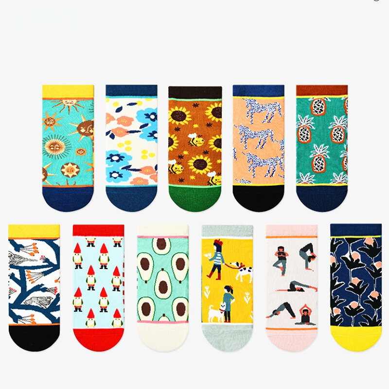 Nieuwe Dames Boot Sokken Abstracte Cartoon Mode Onzichtbare Sokken Vrouwen Gepersonaliseerde Design Mode Sokken