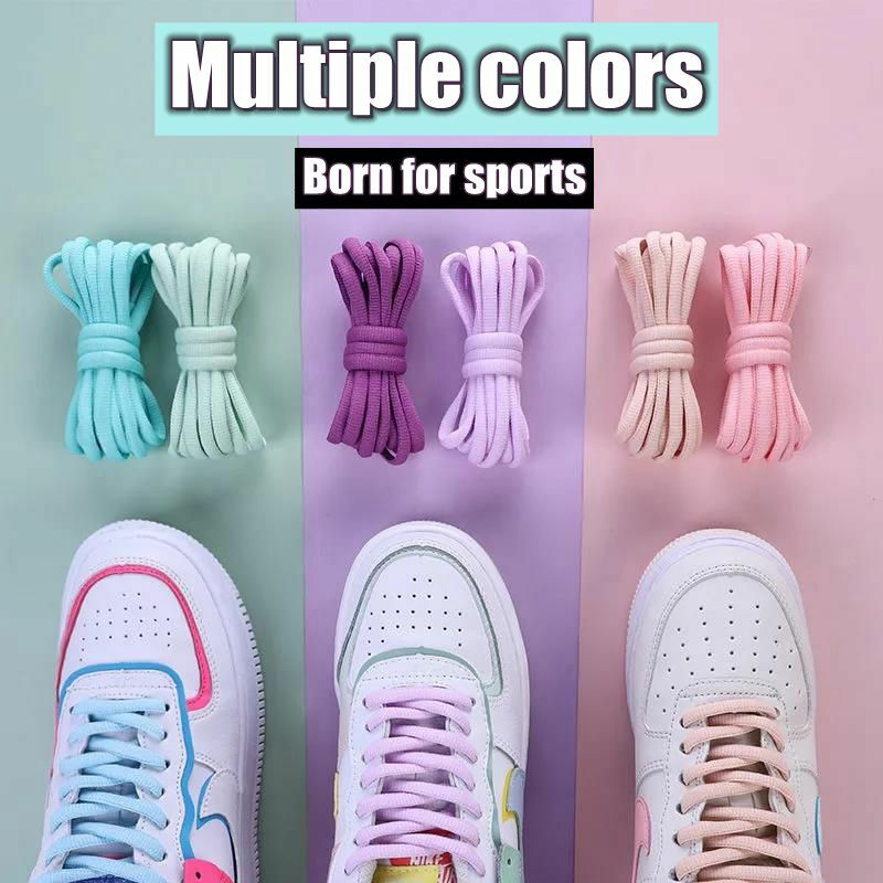 Cadarços redondos antiderrapantes para homens e mulheres, calçados esportivos casuais, tênis de basquete, resistente ao desgaste, branco, preto