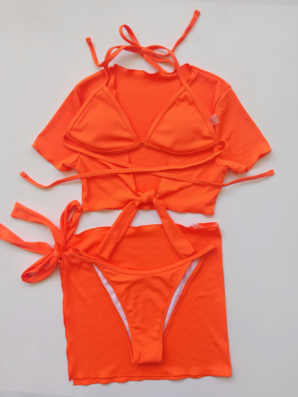 Conjunto de Bikini Sexy de 4 piezas para mujer, Tankini de realce, ropa de playa, traje de baño brasileño