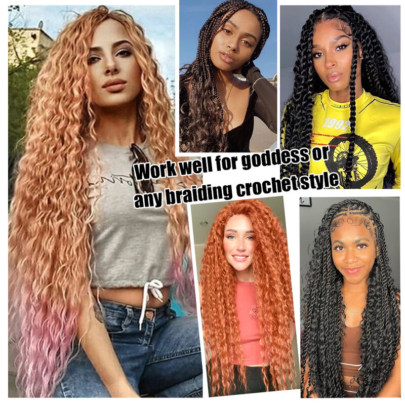 Ocean Wave Crochet Hair 22 inch Long Deep Wave Curly Braiding Hair Soft Synthetic Curly Crochet Hair For Women