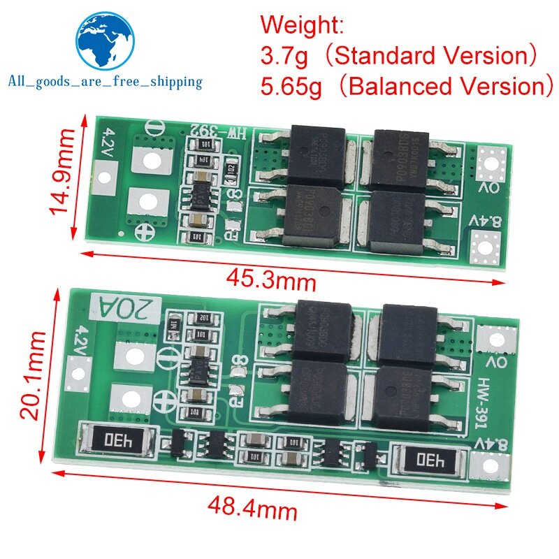 Tzt 2S 20a 7.4V 8.4V 18650 Lithium Batterij Bescherming Board/Bms Board Standaard/Balans Voor Diy