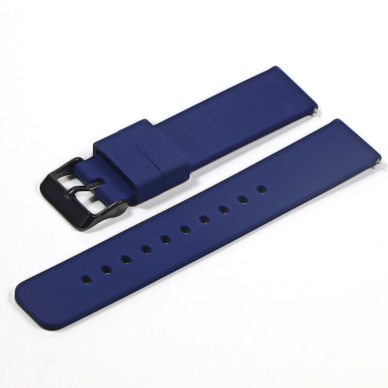 Bracelet de montre en caoutchouc de Silicone pour hommes et femmes, 16mm, 18mm, 20mm, 22mm, boucle polie, étanche