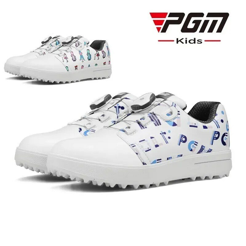 Кроссовки для гольфа PGM для мальчиков, спортивная одежда, детская обувь, шнурки с ручками, водонепроницаемые с нескользящей подошвой XZ241