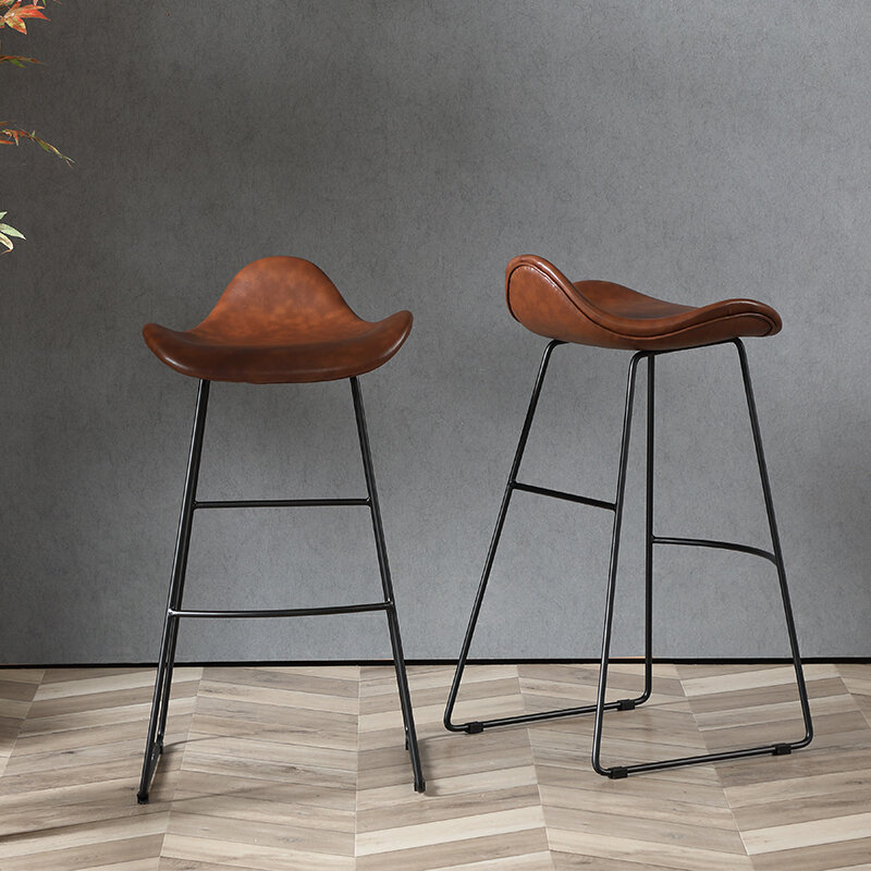 Nordic bar chair European modern simple household gold iron stool creative bar chair net celebrity high chair